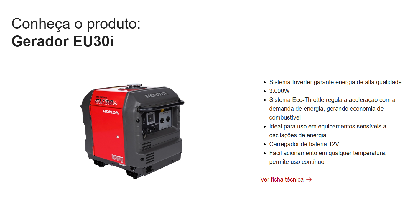 Gerador Inverter Honda EU30IS 220V 3kva Silencioso - Disponibilidade Imediata