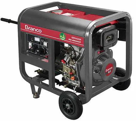 Gerador de Energia Diesel Branco BD6500 CF 5.5KVA Monofásico 110/220V com Rodas