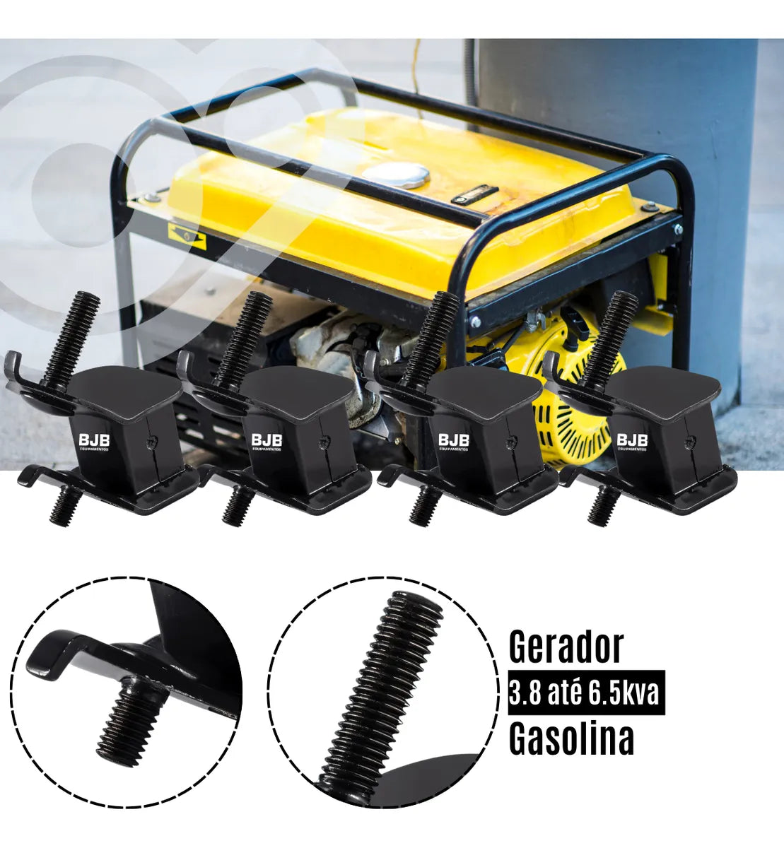 Coxim Amortecedor Anti-Vibração para Gerador Gasolina 2500W 2800W 3000W - Kit com 4 Peças