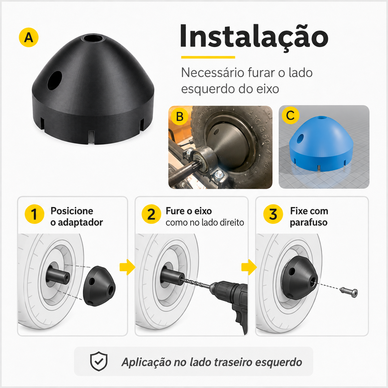 Adaptador Tração Dupla Kart Pedal Homcom Roda Traseira