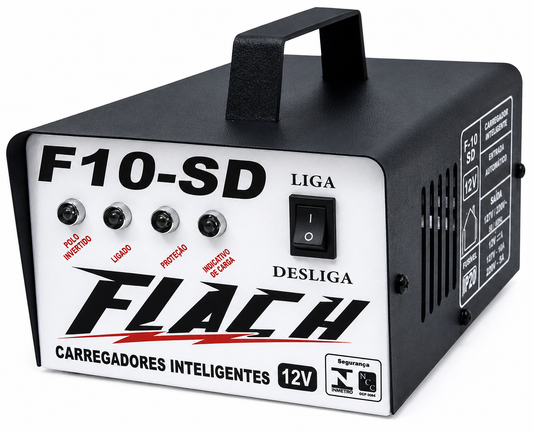 Carregador de Bateria Automático 12V 10A Flach F10-SD Bivolt