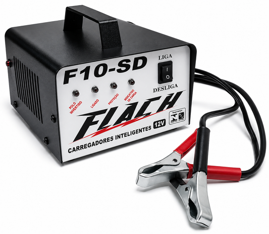 Carregador de Bateria Automático 12V 10A Flach F10-SD Bivolt