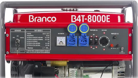 Gerador de Energia Branco B4T 8000E 6.5 kVA Partida Elétrica Monofásico