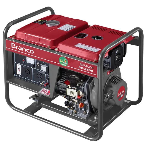 Gerador de Energia Diesel Branco BD2500 CF 2KVA Monofásico 110/220V