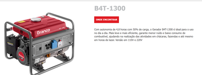 Gerador de Energia B4T-1300 Branco 4,8h Autonomia 110V/220V