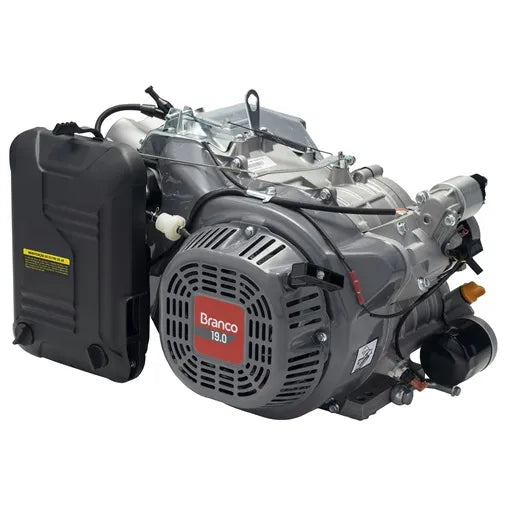 Motor Gasolina Branco B4T 19 PE 19HP 622cc Partida Elétrica e Manual Eixo Cônico Para Gerador