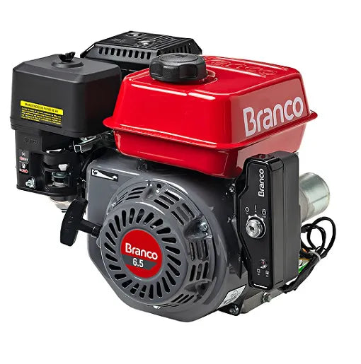 Motor Gasolina Branco B4T 6.5HP 196cc 4 Tempos Partida Elétrica com Painel e Chave