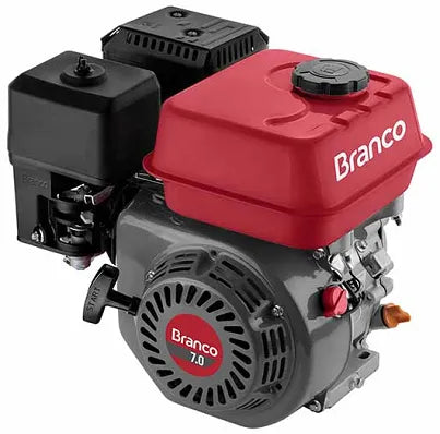 Motor Gasolina Branco B4T 7HP 3600 RPM 4 Tempos Partida Manual Alerta de Óleo